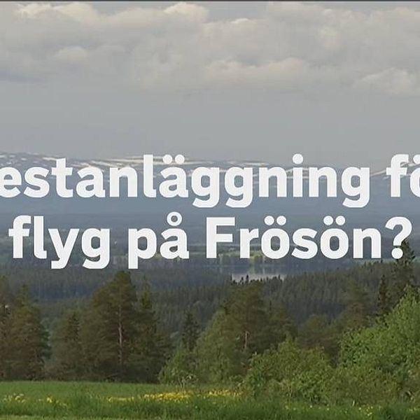 Vybild över Oviksfjällen med texten ”Testanläggning för flyg på Frösön?”