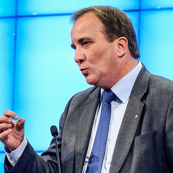Socialdemokraternas ledare Stefan Löfven kommenterade regeringsfrågan vid en presskonferens i riksdagshuset i Stockholm på torsdagen.