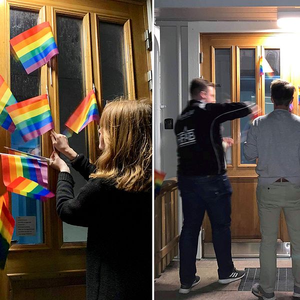 Liberala ungdomsförbundet Väst kuppar in prideflaggor i Munkedal