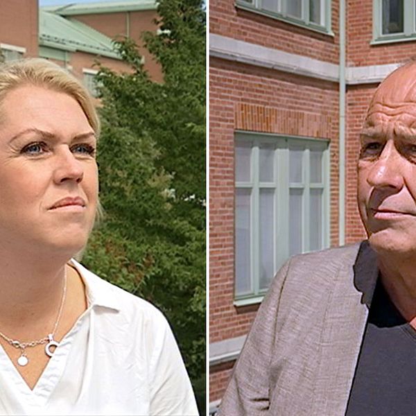 Socialminister Lena Hallengren (S) och Mats-Ola Rödén (L), ordförande för hälso- och sjukvårdsnämnden Region Gotland.