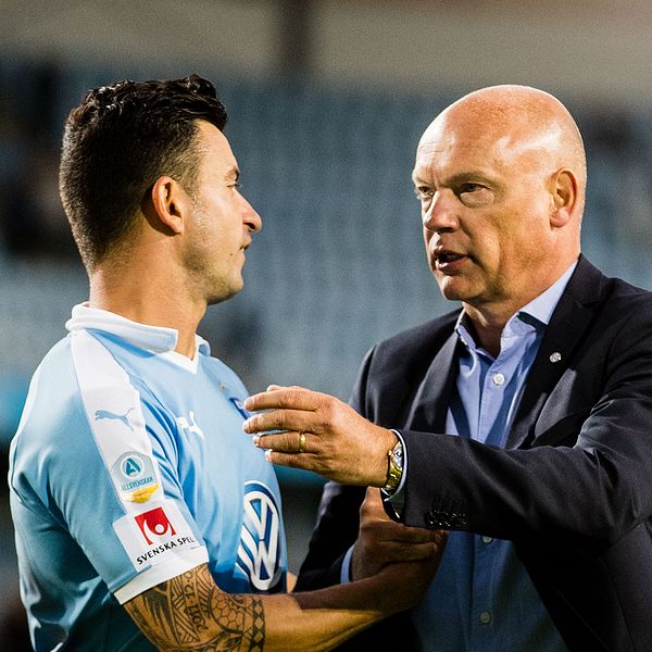 Malmö FFs Behrang Safari och tränare Uwe Rösler efter allsvenska mötet Malmö-Örebro.