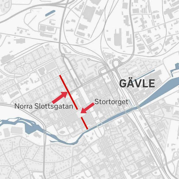 kartgrafik över centrala Gävle