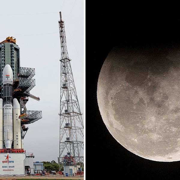 Indisk rymdfarkost och månen.
