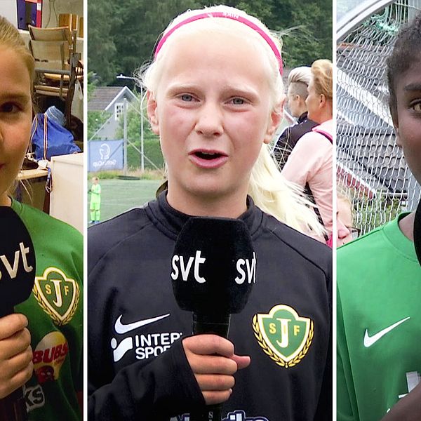 Evelina Söderberg, Emilia Jörgensen och Nelly Svensson spelar alla för Jönköping Södra och rapporterar för SVT Nyheter om hur starten av Gothia Cup varit.