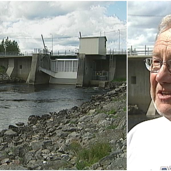 Bild på regleringsdammen i Storsjö och en bild på Staffan Brandelius, ordförande i Storsjö fiskevårdsområde