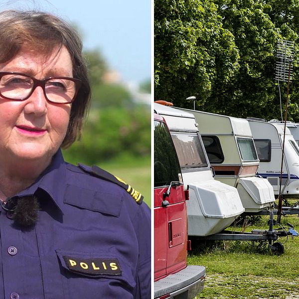 Ewa-Gun Westford, presstalesperson polisregion syd. Husvagnar på camping.