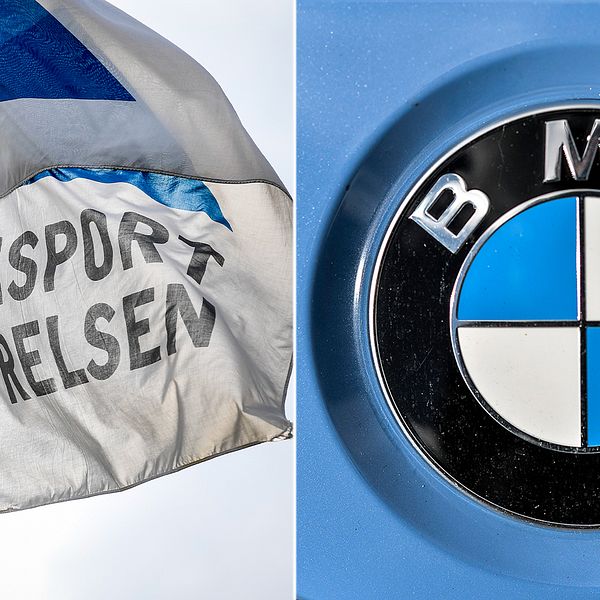 BMW-märke och flagga från transportstyrelsen