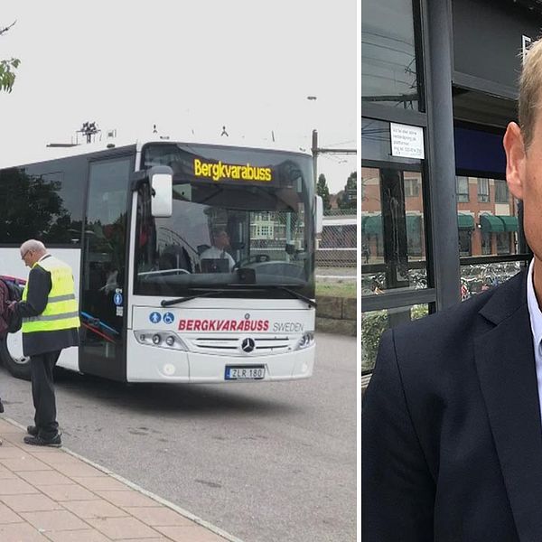 Ersättningsbuss och Skånetrafikens trafikdirektör Linus Eriksson