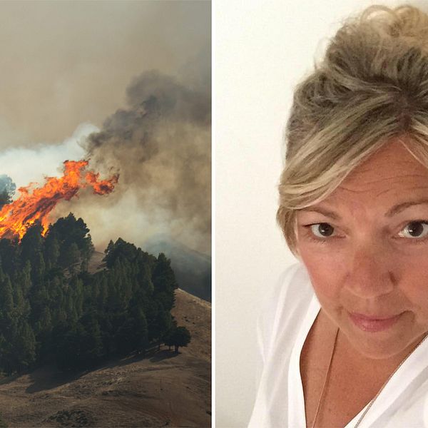 Skog som brinner och Lotta Jensen.