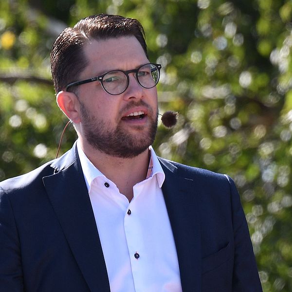 Jimmie Åkesson under sitt sommartal i Sölvesborg