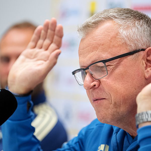 Janne Andersson under presskonferensen inför Norgematchen 2019.