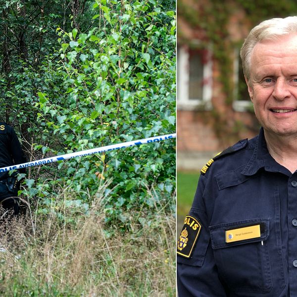 Polis som söker i skog, polisman Bengt Gustavsson