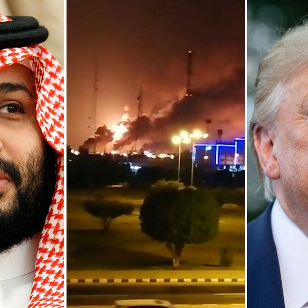 Saudiarabiens kronprins Mohammed bin Salman (t.v) och USA:s president Donald Trump (t.h) har haft kontakt om vilka de tror är skyldiga till attacken.