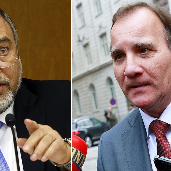 Israels utrikesminister Avigdor Lieberman och statsminister Stefan Löfven.