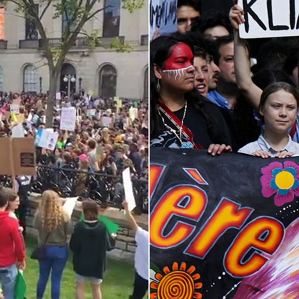 Greta Thunberg demonstrerar i Montreal under fredagen