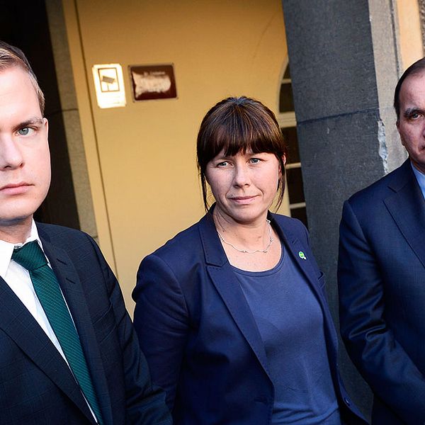 Gustav Fridolin och Åsa Romson, MP, och statsminister Löfven (S).