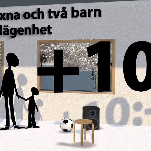 En familj bestående av två vuxna och två barn där den ena tjänar 31.100 kronor i månaden och den andre 17.300 kronor kommer att få 10 kronor mer i månaden. De betalar 11.330 kronor i skatt och får 2.250 kronor i barnbidrag med den nya budgeten.