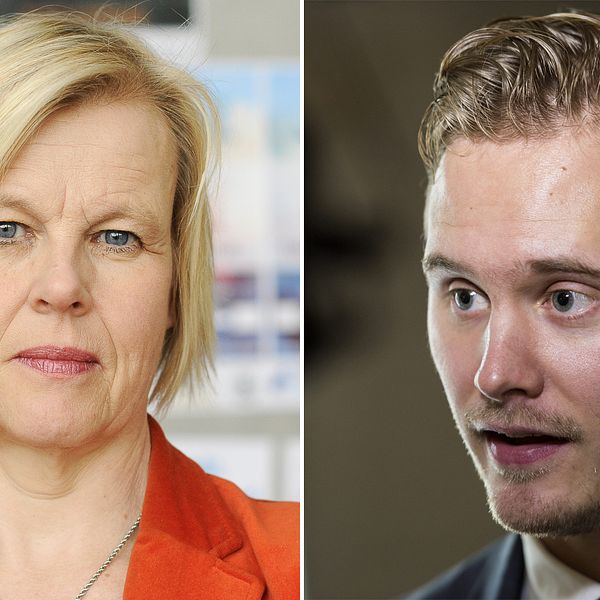 Forskaren Ann-Cathrine Jungar och Sverigedemokraternas integrationspolitiske talesperson Henrik Vinge.