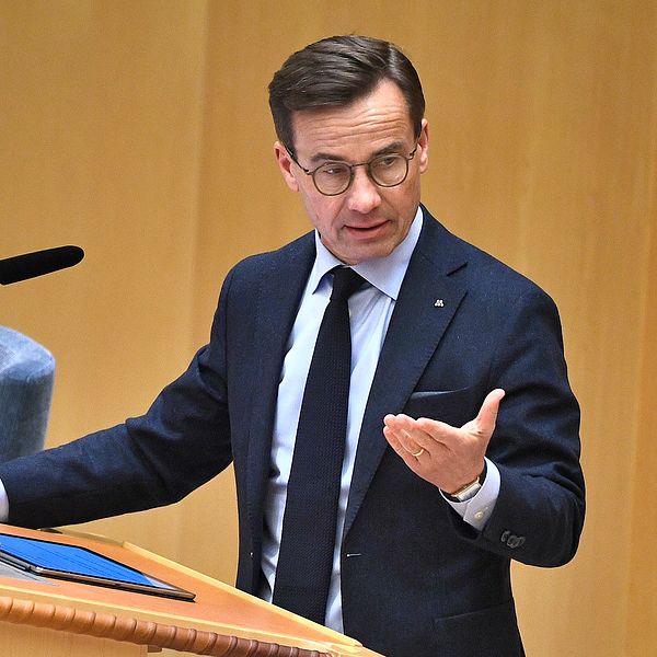 Moderaternas partiledare Ulf Kristersson i EU-debatten i riksdagen