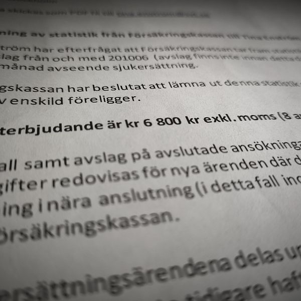 En offert från Försäkringskassan där man ser siffran ”6 800 kronor”.