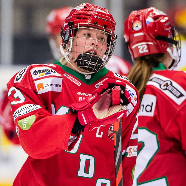 Modos Olivia Carlsson deppar efter 1-5 under ishockeymatchen i SDHL mellan Modo och Brynäs den 17 november 2019 i Örnsköldsvik.