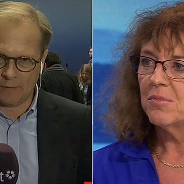 SVT:s politiska kommentatorer Mats Knutson och Margit Silberstein.