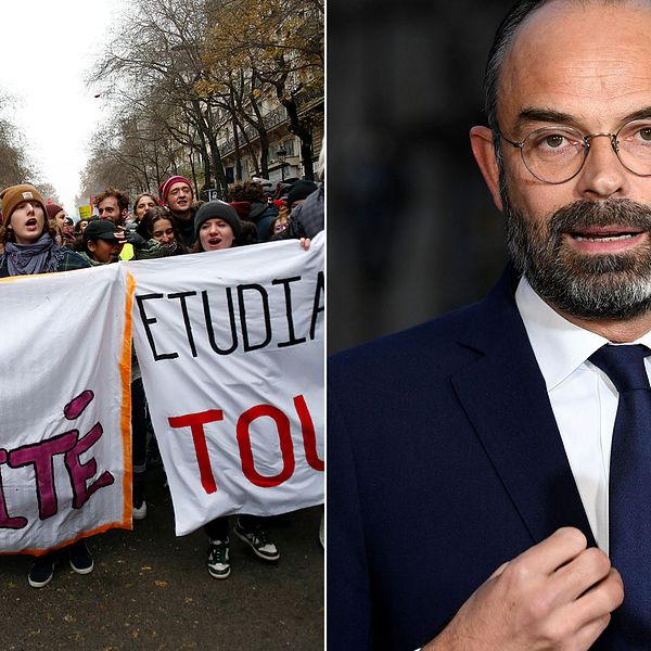 Frankrikes premiärministern Édouard Philippe höll under fredagen en presskonferens kring pensionsreformen som utlöst en masstrejk i landet.