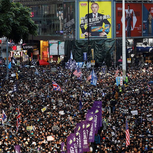 Protestmarch i Hongkong i december 2019.