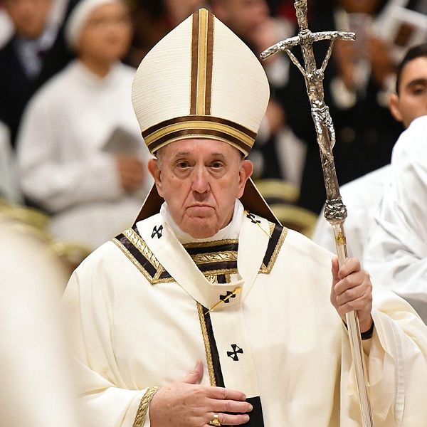 Påven Franciskus under julmässan på julafton.