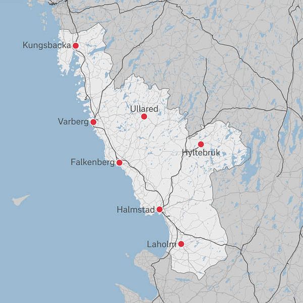 Karta på Halland