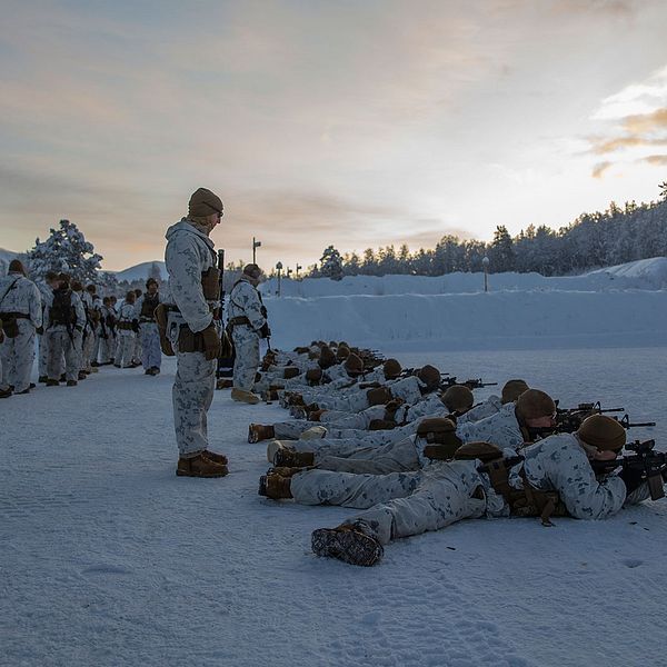 Amerikanska marinkårssoldater i Setermoen i Norge 4 november 2019.