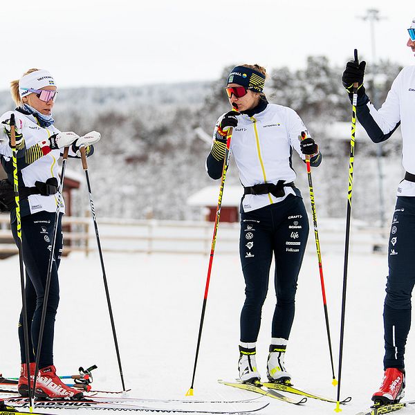 Charlotte Kalla, Lisa Vinsa, Evelina Settlin och tränaren Magnus Ingesson (arkivbild).