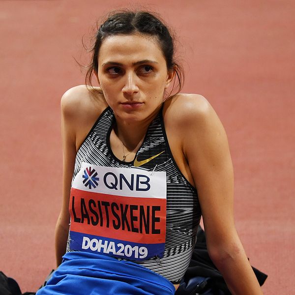 Marija Lasitskene tävlade under neutral flagg i VM i Doha.