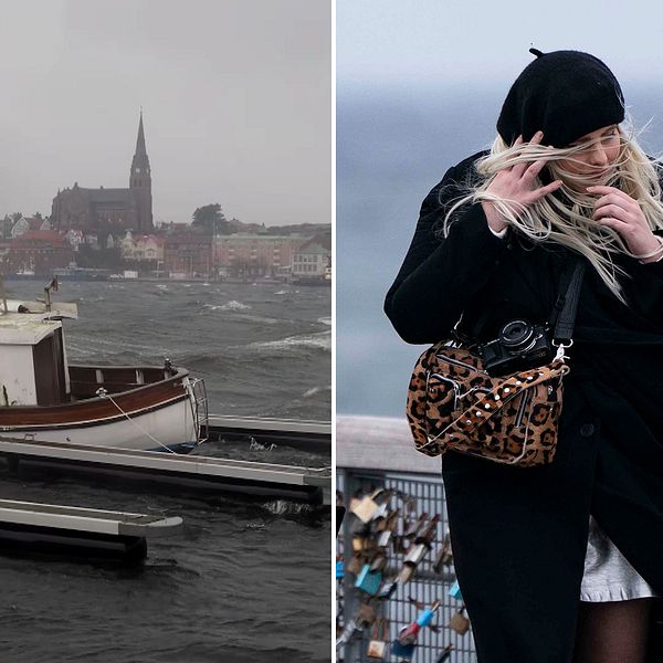 Stormvindar i Lysekil och i Västra hamnen i Malmö.