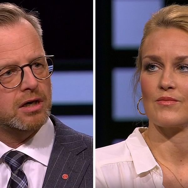 Inrikesminister Mikael Damberg (S) och Olga Persson, generalsekreterare Unizon, i debatt.