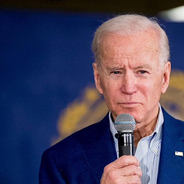 Joe Biden under ett kampanjmöte i New Hampshire.