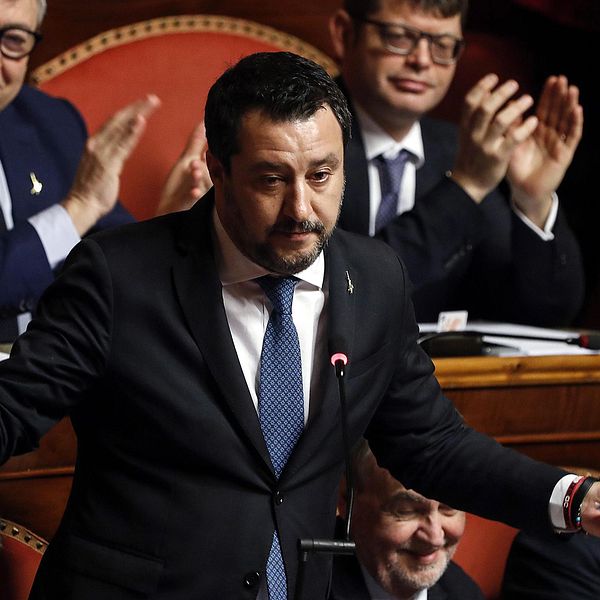 Politikern och ledaren för partiet Lega i Italien Matteo Salvini