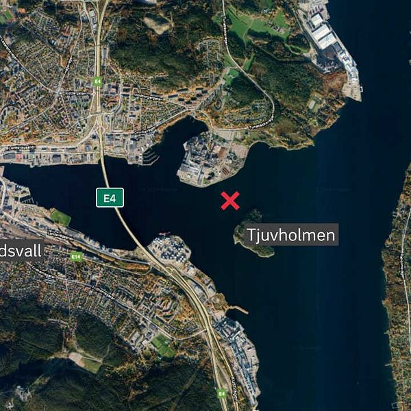 Karta över Sundsvallsfjärden.
