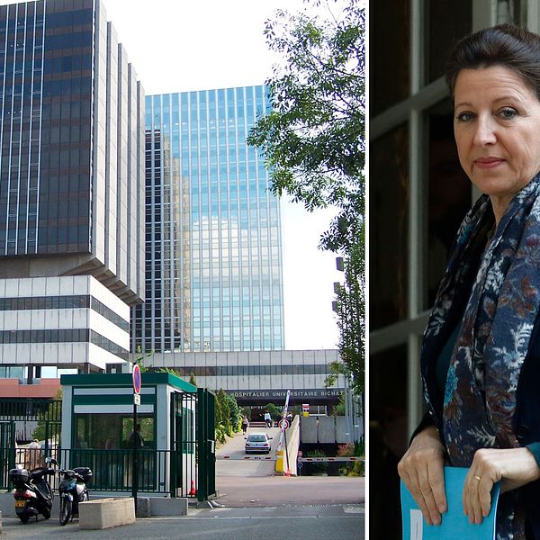 Sjukhuset Hôptial Bichat i Paris samt Frankrikes hälsominister Agnès Buzyn