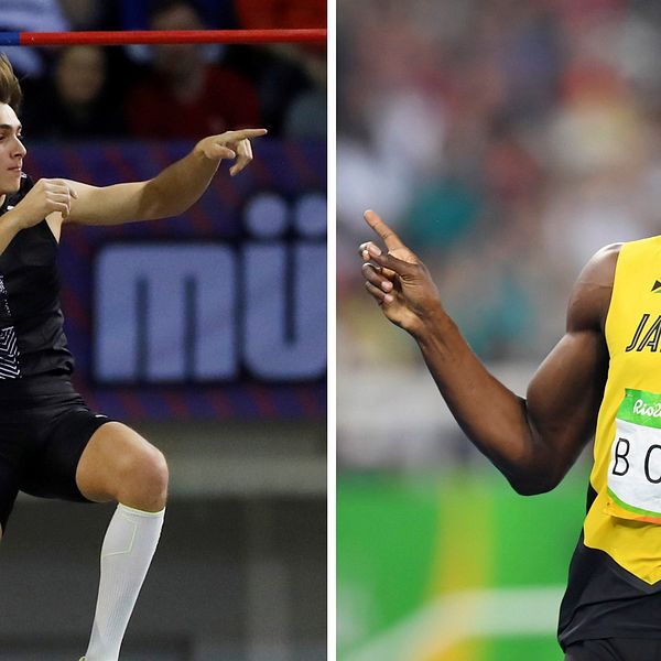 Armand Duplantis och Usain Bolt.
