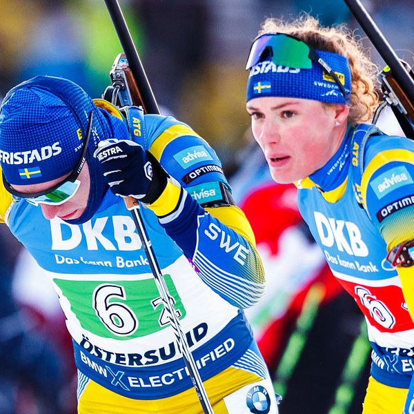 Sebastian Samuelsson och Hanna Öberg under världscupen i Östersund i höstas.