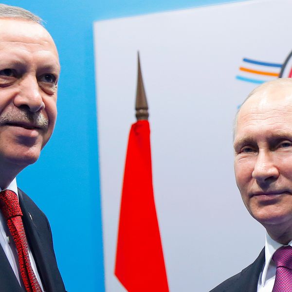 Under torsdagen möter Turkiets president Recep Tayyip Erdogan och Rysslands president Vladimir Putin varandra för att prata om Syrien. Bilden visar ett tidigare möte mellan de två ledarna.