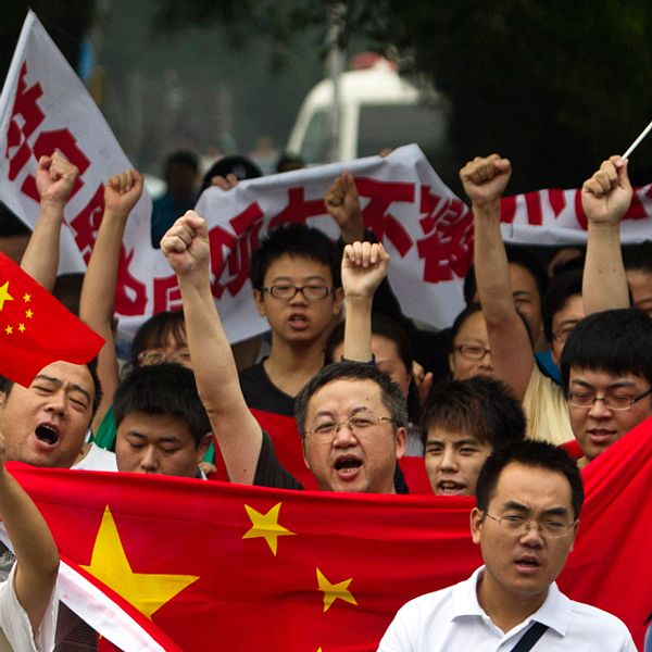 Protesterande kineser (arkivbild).    Foto Scanpix.