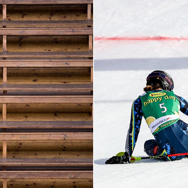 Tom läktare och en deppad alpinåkare Anna Swenn-Larsson.