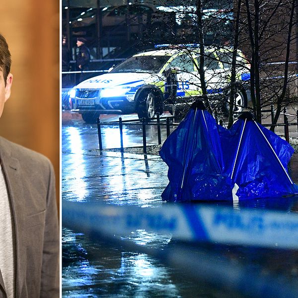 ”Kriminella läser också nyheter”, säger Christoffer Carlsson, kriminolog och expert i ”Veckans brott”. På bilden till höger syns polisens kriminaltekniker i samband med skottlossning i Malmöstadsdelen Hyllie tidigare i mars.