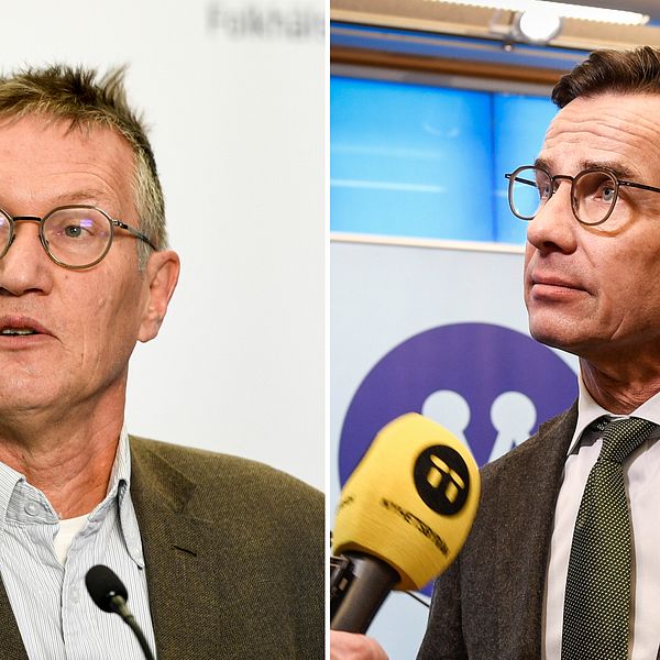 Folkhälsomyndighetens statsemidemiolog Anders Tegnell och Moderaternas partiledare Ulf Kristersson.