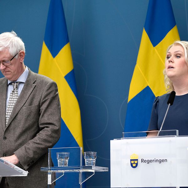 Folkhälsomyndighetens generaldirektör Johan Carlson och socialminister Lena Hallengren (S) om riktlinjer kring privata sammankomster för att minska smittorisken i Sverige.