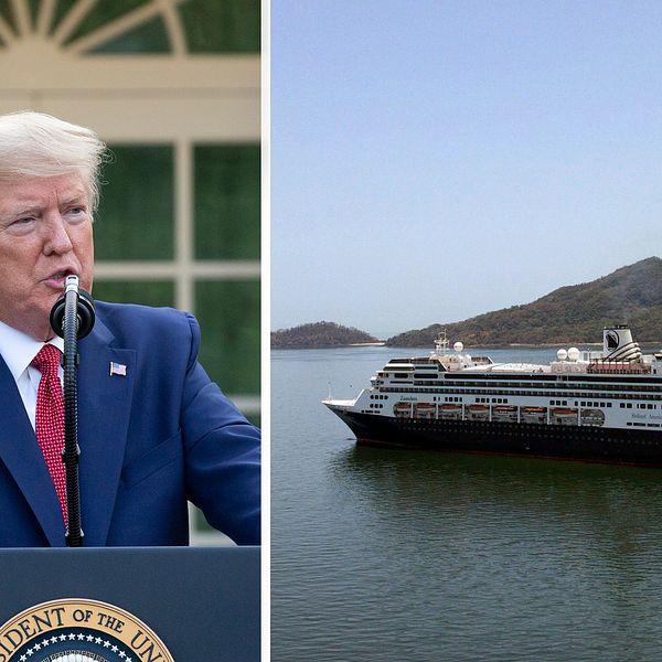 Donald Trump lovar försöka hjälpa MS Zaandam. På bilden syns fartyget utanför Panama City där det inte fick ta i land.