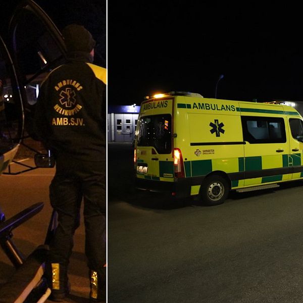 Flera ambulanser, inklusive ambulanshelikopter, kallades till platsen under torsdagskvällen.