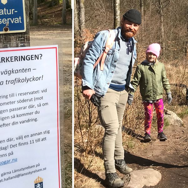 Några som besöker Åkulla bokskogar under påsken är Olle Borgman, Ida Persson och deras tre barn Betty, Kliff, Lily.